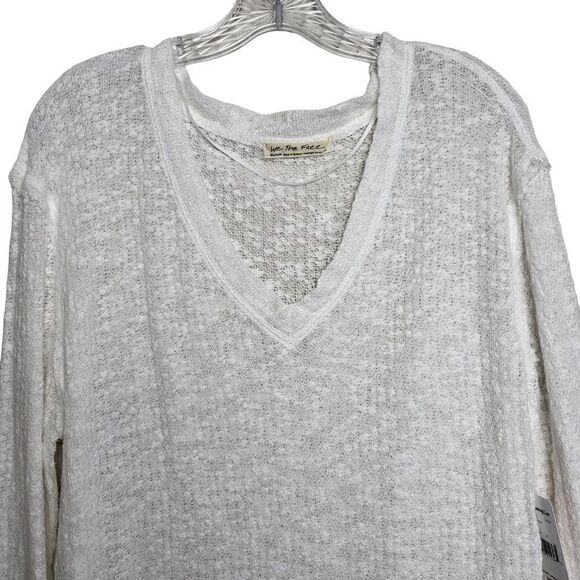 Free People Ocean Air Hacci Long Sleeves White Size Medium - Picture 5 of 12